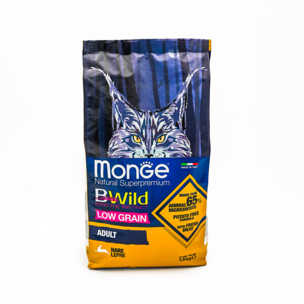 Monge BWild Low Grain Adult Cat – Hare