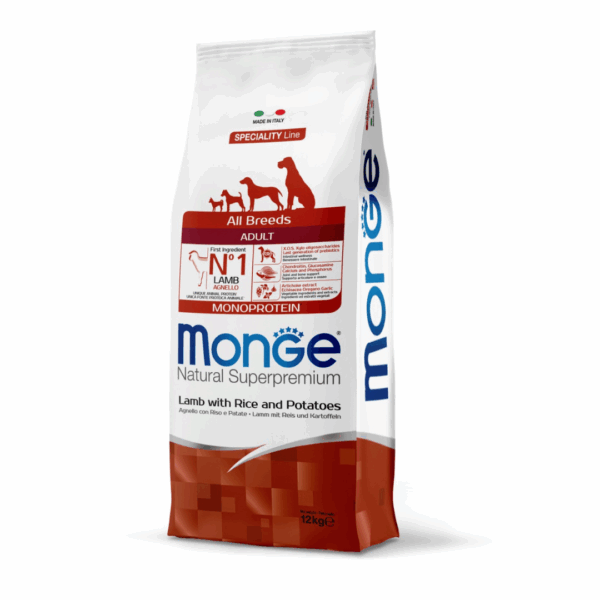 Monge Natural Superpremium All Breeds Adult Dog Monoprotein Lamb with Rice and Potatoes