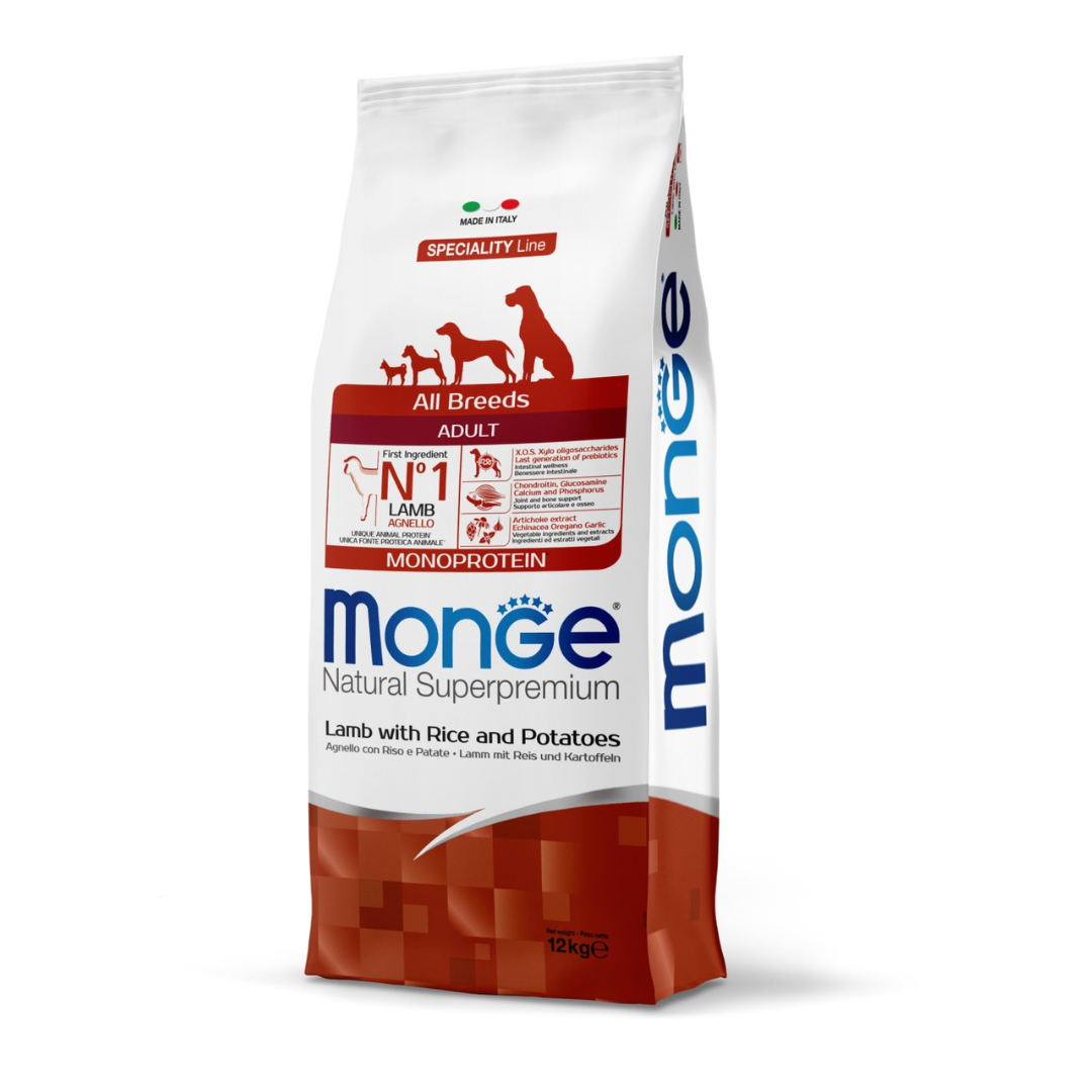 Monge Natural Superpremium All Breeds Adult Dog Monoprotein Lamb with Rice and Potatoes