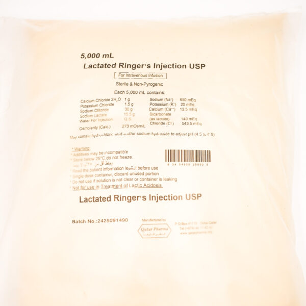 Lactated Ringer’s Injection USP 5000 ml by Qatar Pharma