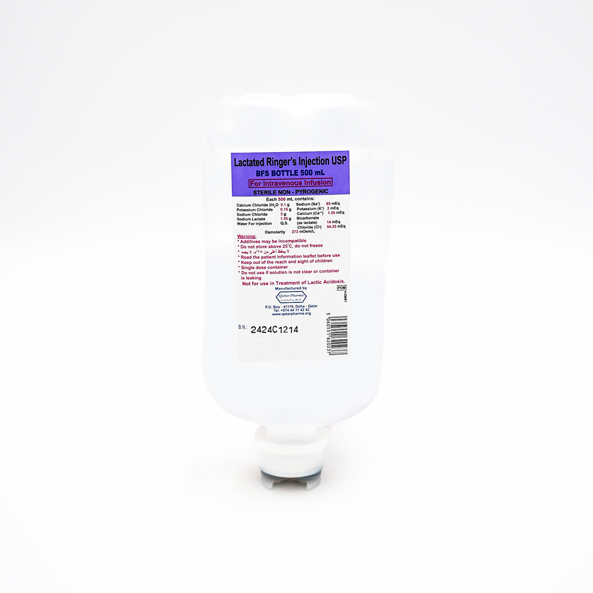 Lactated Ringer’s Injection USP 500 ml by Qatar Pharma