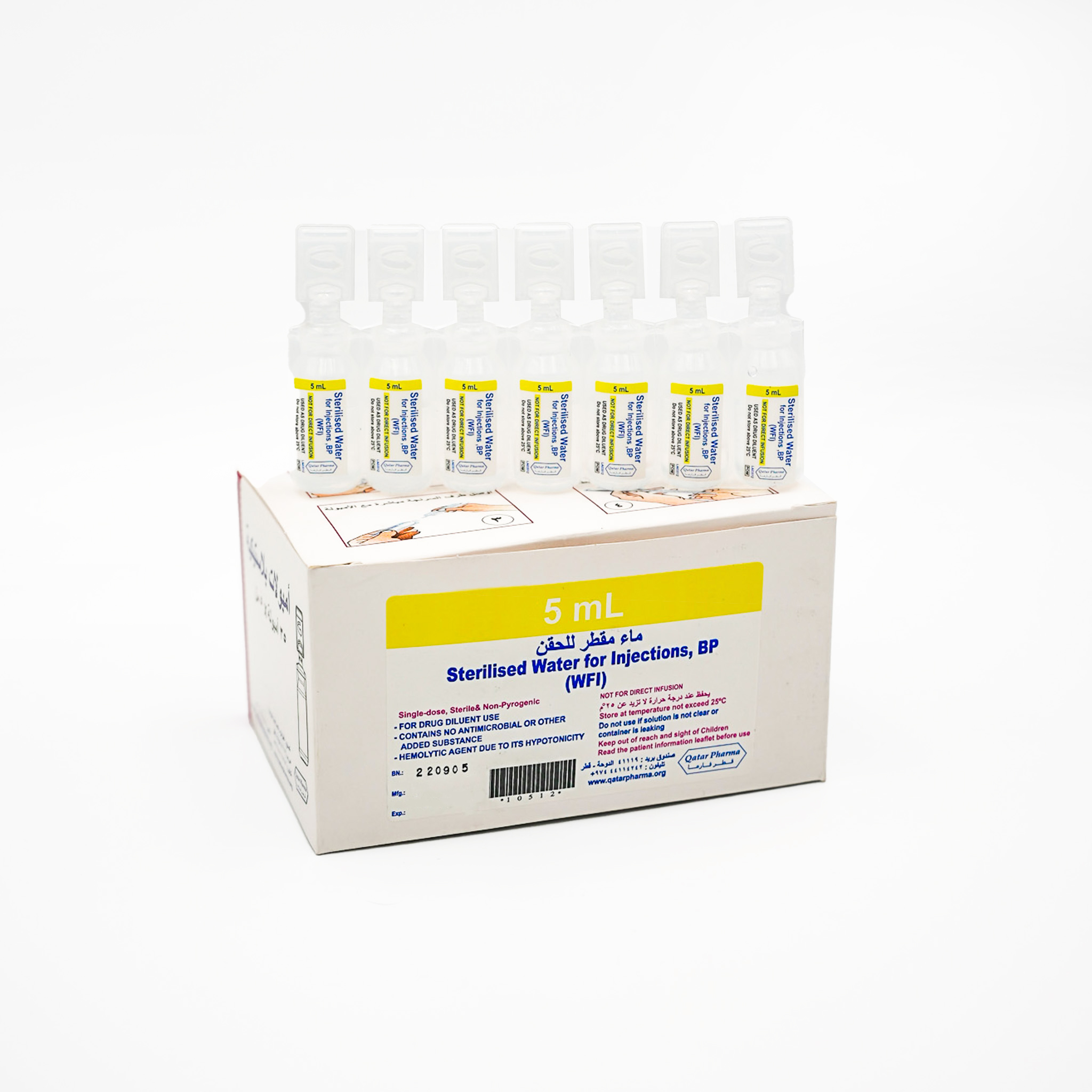 Sterilised Water for Injection (WFI) BP by Qatar Pharma