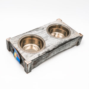 Bowl Set Stainless Steel/Wood by Trixie