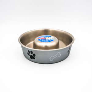 Slow Feed Stainless Steel Bowl, Plastic Coated by Trixie