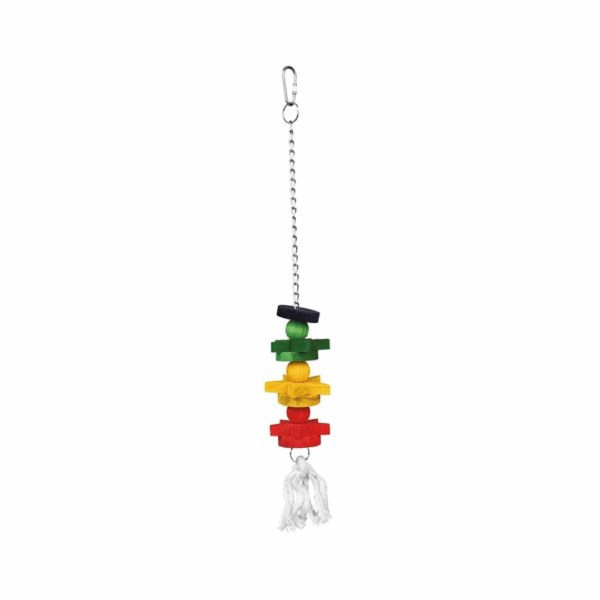Colourful Wooden Toy with Chain/Rope by Trixie