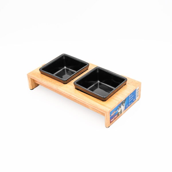Ceramic Bowl Set with Wooden Stand by Trixie
