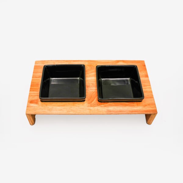 Ceramic Bowl Set with Wooden Stand by Trixie